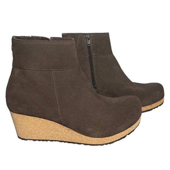 Papillio Birkenstock Ebba Suede Leather Wedge Ankle Boots Roast US 10 ER 41 NEW - Picture 4 of 12